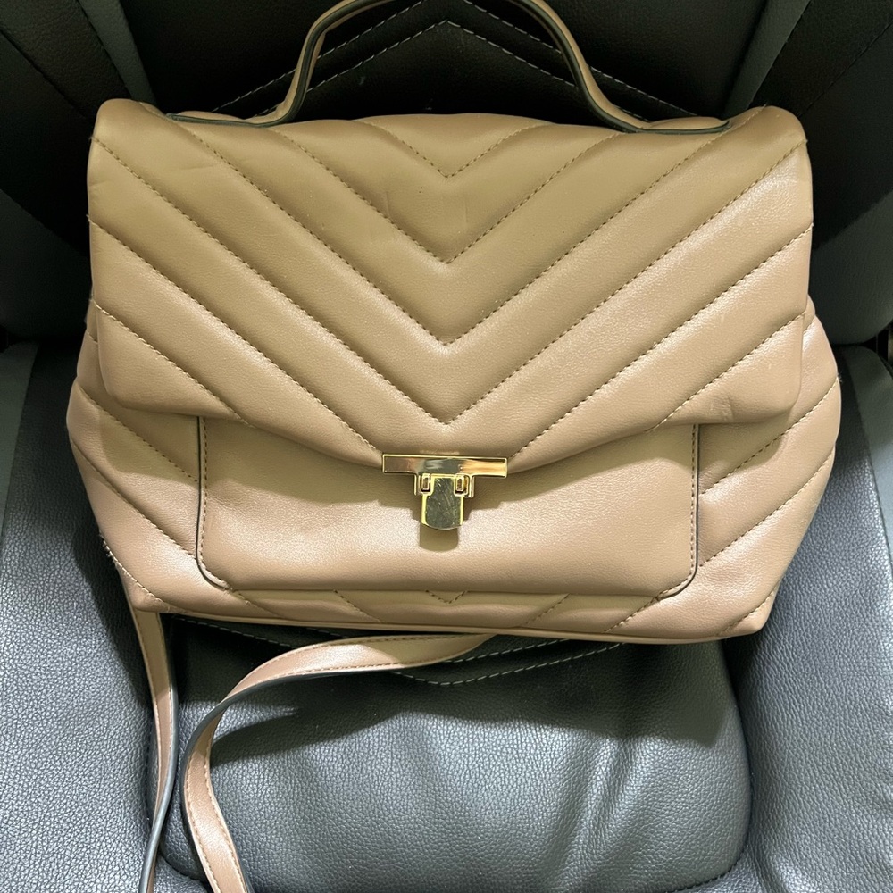 Tan Quilted Handbag